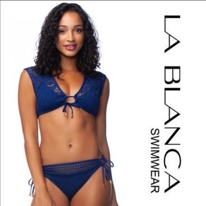 Bikini blue La Blanca sexy blue crochet Sz 12